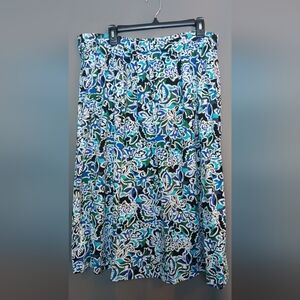 vintage womens skirt blue floral 14 retro cottagecore peasant grandmacore